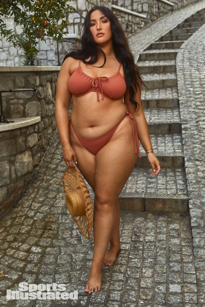 Yumi Nu was photographed by James Macari in Montenegro. Swimsuit by Toluca Swim. Hat by New York Vintage. Bracelets and rings by SOKO.